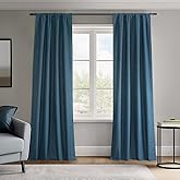 HPD Half Price Drapes Vienna Basic Linen 100% Blackout Curtains for Bedroom 84 Inches Long (2 Panels) - Rod Pocket Curtains &