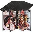 DUPDMKIN Menu Holder 8.5" x 11" PU Leather Menu Covers 6 Pack Menu Holders Black Menu Cover with 6 Inside Pockets Elegant Res