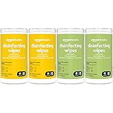 Amazon Basics Disinfecting Wipes, Lemon & Fresh Scent, Sanitizes/Cleans/Disinfects/Deodorizes, 340 Count (4 Packs of 85)