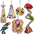 Bird Toys Bird Rope Perch with Bell Colorful Bird Chewing Shredding Foraging Toys Parakeet Toy Parrot Swing Climbing Standing