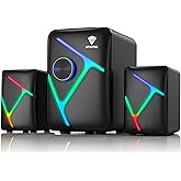 SPKPAL 2.1 Computer Speakers for Desktop with Subwoofer, Dynamic RGB PC Speakers with 11W Stereo Sound, USB Powered Multimedi