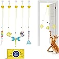 Potaroma Interactive Cat Feather Toys 5 Pcs, Cat Teaser Retractable, Hanging Cat Toys Indoor Kitten Play Chase Exercise, Ment