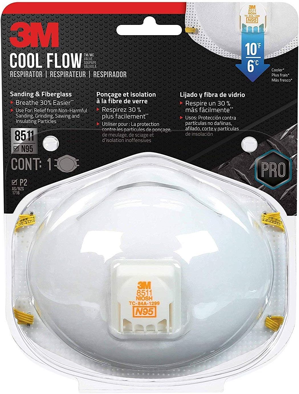 3M 8511 Respirator, N95, Cool Flow Valve (5-Pack)