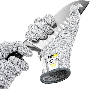 Glove Station Ultra Durable Series Cut Resistant Gloves - High Performance Level 5 Protection, Food Grade, Granite Gray, Medium Size, 1 Pair