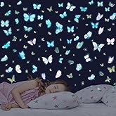 Glow in The Dark Butterfly Wall Decals，Glowing Luminous Butterfly Wall Stickers Colorful Removable self-Adhesive Butterfly De