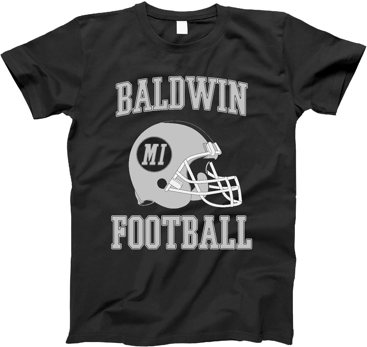 4INK Vintage Football City Baldwin Shirt for State Michigan with MI on Retro Helmet Style