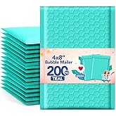 GSSUSA Teal Bubble Mailers 4X8" 200 Pack Usable Size 4x7" Padded Envelopes Small Bubble Mailer Strong Adhesion Bubble Envelop