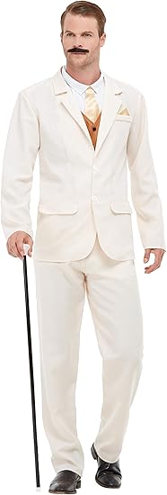 1920s Men’s Costumes: Gatsby, Gangster, Peaky Blinders, Mafia Smiffys 50724XL Roaring 20s Gent Costume Men White XL - Size 46-48