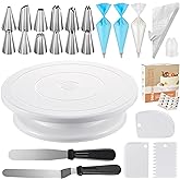 Kootek 71PCs Cake Decorating Supplies Kit with Revolving Cake Stand Turntable, 12 Numbered Icing Piping Tips, 2 Spatulas, 3 I