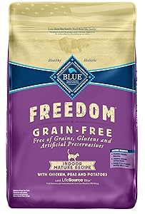 Blue Buffalo Freedom Grain Free Natural Indoor Mature Dry Cat Food, Chicken 11-lb.