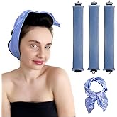 Flylipu Heatless Hair Curlers, 3 Rods Set - Blue, Hair Roller, Extra-large, Silk, No Heat Curling Roll Comb, To Sleep In, For