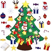 3FT DIY Felt Christmas Tree for Kids with 31pcs Detachable Ornaments,Wall Hanging Xmas Christmas Decorations with String Ligh