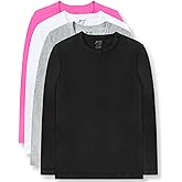 Brix Girls' Long Sleeve Tees - 100% Cotton Tagless 4 -Pack Crew Neck Super Soft Cotton T Shirts.