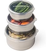 U Konserve Stainless Steel Nesting Trio Food Containers with Silicone Lids, Leak Proof & Dishwasher Safe (Set of 3: 5/9/16 oz