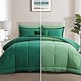 Aisbo Emerald and Sage Green Comforter Set King - 3-Pieces Reversible Comforter Set King Size Soft and Lightweight, All Seaso