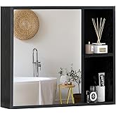 Giantex Medicine Cabinet, Bathroom Wall Cabinet with Mirror Door, 2 Adjustable Shelves, 2 Open Shelves, Vanity Mirrored Cabin