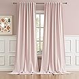 DUALIFE Back Tab and Rod Pocket Curtains 120 Inches Long - Thermal Insulated Living Room Blackout Curtains Panels for Girls R