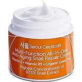 SeoulCeuticals Korean Skin Care 97.5% Snail Mucin Moisturizer Cream - K Beauty Skincare Day & Night Snail Repair Cream Filtra