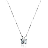 Amazon Essentials Sterling Silver Gemstone Butterfly Pendant Necklace, 18" (previously Amazon Collection)