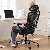 Ergonomic Office Chair, High Back Desk Chair with 2D Headrest, Up&Down Lumbar Support, Swivel Computer Task Mesh Chair with A