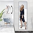 Full Length Wall Mirror Tiles,Glassless Mirror for Kids,Acrylic Extra Thick 1/8",40"x10" 4Pcs 10"x10",Shatterproof Frameless 