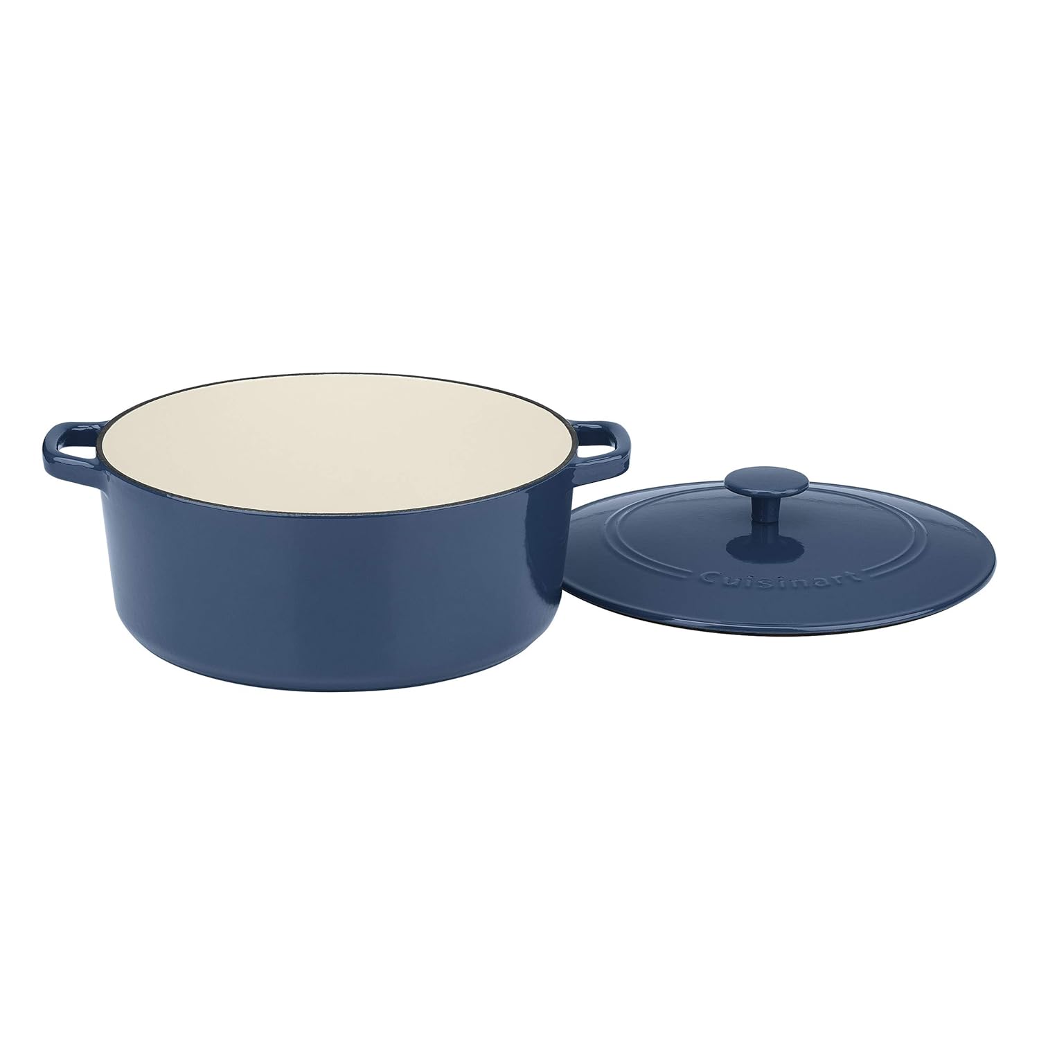 Cuisinart CI670-30BG 7 Qt Round Casserole Covered, Enameled Provencial Blue