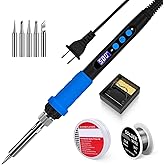 Soldering Iron Kit, 90W LED Display Adjustable Temperature Soldering Iron Automatic Sleep Mode Soldering Gun with 5PCS Tips, 