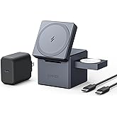 Anker MagSafe Charger Stand, Wireless Charger, 3-in-1 Cube, 15W Foldable Fast Charging for iPhone 16/15/14/13, Apple Watch, A