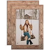 TOFOREVO Picture Frames 4x6 Set of 2 Rustic Wood Grain Photo Frame for Gallery Wall Mounting or Tabletop Display