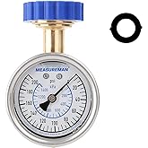 MEASUREMAN 0-200 psi/kPa, 2-1/2” Pressure Test Gauge, 3/4” Female Hose Thread, Lead-Free, Waterproof, Anti-Vibration, Garden 