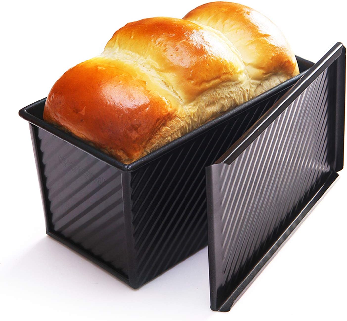 CHEFMADE Loaf Pan with Lid, Non-Stick Bakeware Carbon Steel Bread Toast Mold with Cover for Baking Bread FDA Approved - BLack