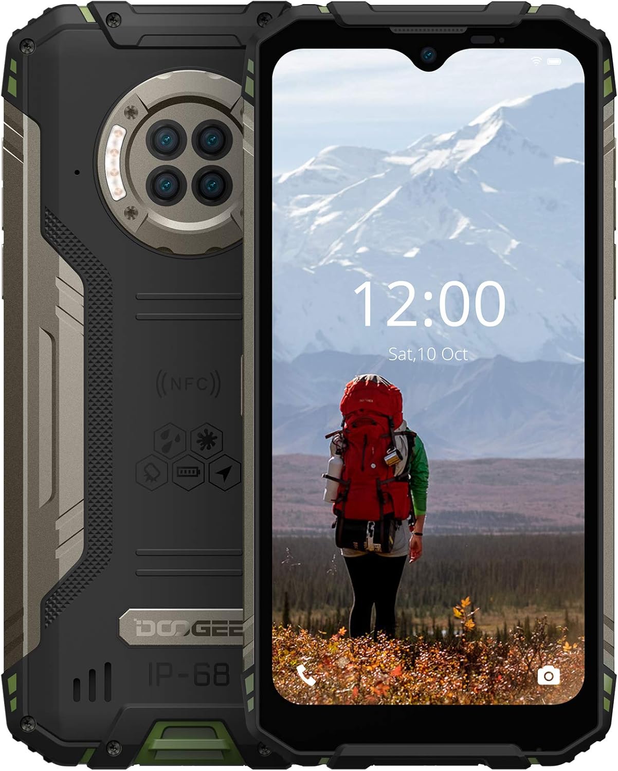 Rugged Phone Unlocked DOOGEE S96 Pro 8GB+128GB Infrared Night Vision Helio G90 Octa Core Waterproof Android Phone, 48MP+20MP, 6.22" + Global 4G LTE GSM AT&T T-Mobile Dual SIM Phone 6350mAh（Green）