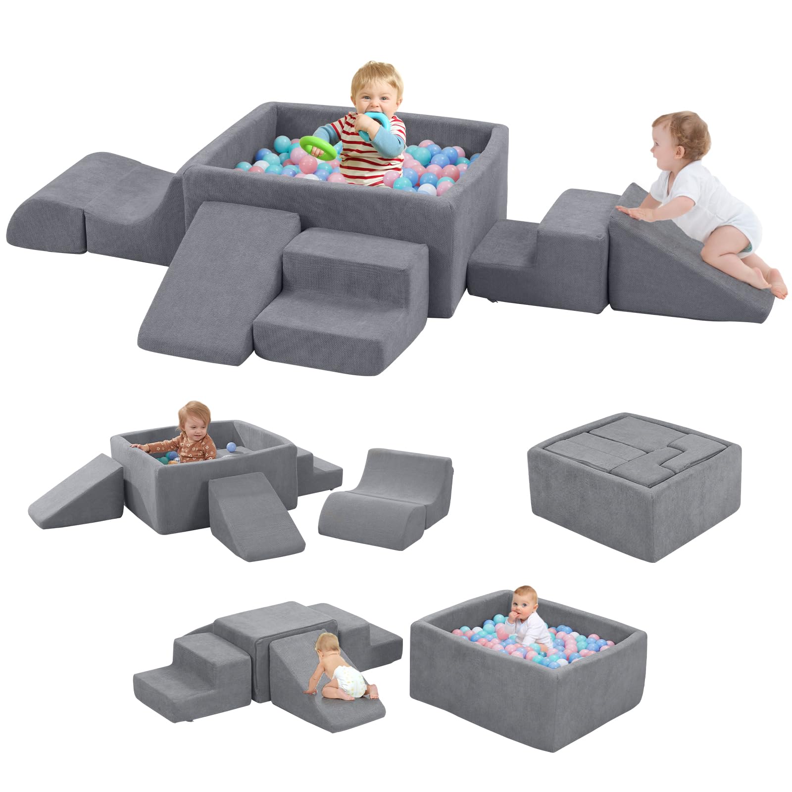 Photo 1 of Foam Climbing Blocks for Toddlers, Kids Climbing Toys with Large Ball Pit (No Ball Included), Soft Play Climbing for Toddlers, Indoor Crawling, Sliding and Playing