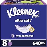 Kleenex Ultra Soft Facial Tissues, 8 Cube Boxes, 80 Tissues per Box, 3-Ply, Packaging May Vary