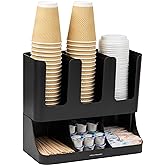 Mind Reader 6 Compartment Upright Breakroom Coffee Condiment and Cup Storage Organizer, Black