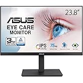 ASUS 23.8” 1080P Monitor (VA24EQSB) - Full HD, IPS, 75Hz, Built-in Speakers, Eye Care, Low Blue Light, Flicker Free, VESA Mou