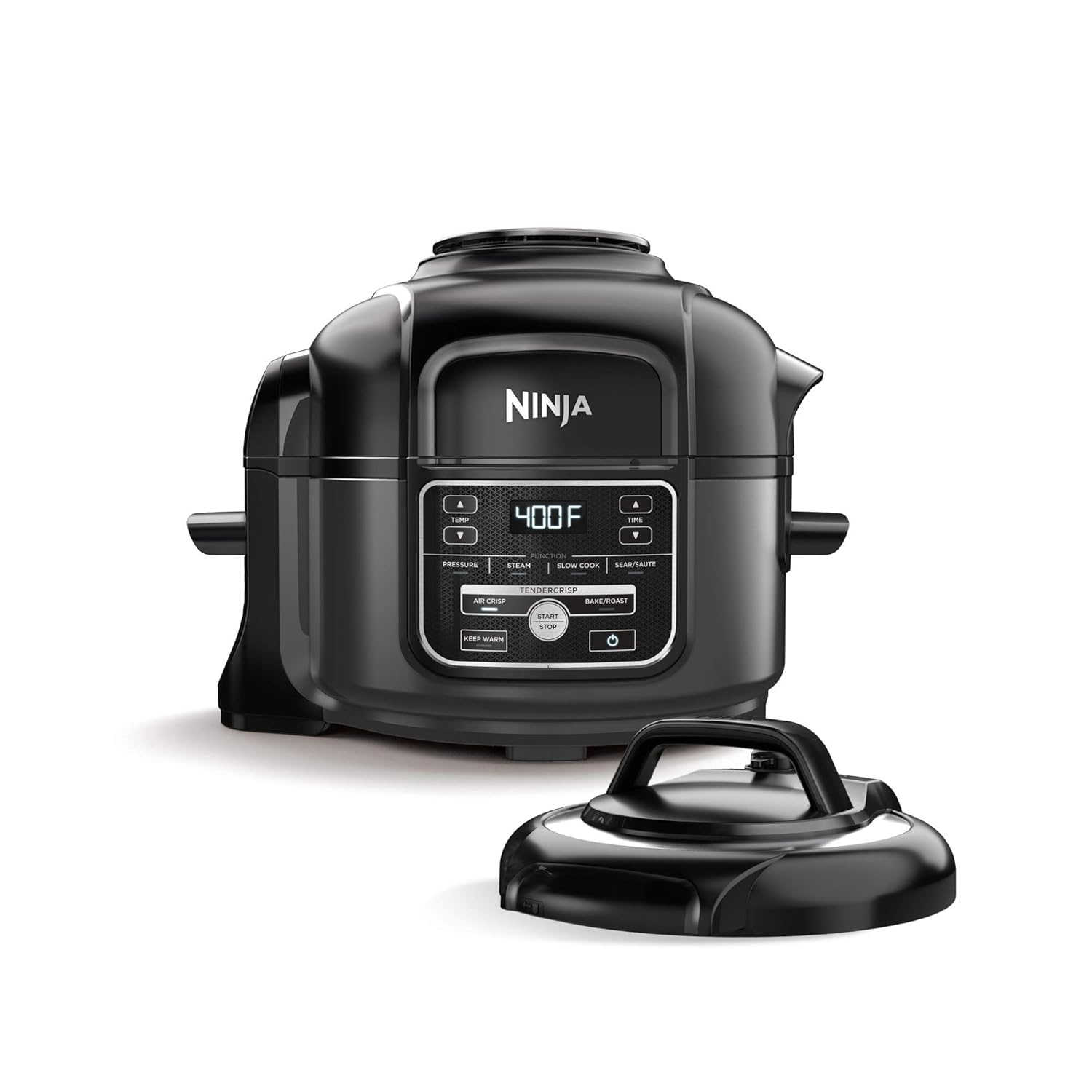 Ninja Foodi 7-in-1 Programmable Pressure Fryer, Slow Multi Cooker with TenderCrisp Technology, 5 Pot, 3-qt. Air Fry Basket (OP101), 5-Quart, Black/Gray