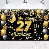 WXLWXZ Sweet Happy 27th Birthday Backdrop Banner Poster 27 Birthday Party Decorations 27th Birthday Party Supplies 27th Photo