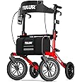 TULUR All Terrain Rollator Walker for Seniors,Outdoor Rollator Walker with 12" Wheels, Lightweight Walker with Lights,Cup Hol