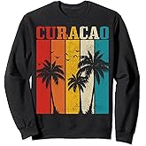 Curacao Vintage Palm Trees Surfer Caribbean Souvenir Sweatshirt