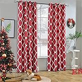 Melodieux Moroccan Fashion Room Darkening Blackout Grommet Top Curtains for Living Room, 52 by 84 Inch, Red (1 Panel)