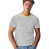 Zengjo Mens Striped T Shirt Short/Long Sleeve Crewneck Tee