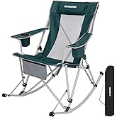 FUNDANGO Rocking Camping Chairs for Adults Portable Outdoor Rocking Chairs Folding, Rocker Camp Chair with Side Pocket for Pi