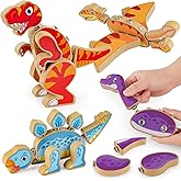 Coogam Dinosaur Snap Together Building Toys, Wooden Take Apart Dinosaur Playset, STEM Montessori Educational Fine Motor Skill