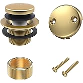 All Metal Tip-Toe Bathtub Drain Kit with Two-Hole Overflow Faceplate and Universal Fine/Coarse Thread Assembly, Bath Tub Drai