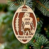 Personalized Football American 2 Layered Wood Ornament, Football Ornament, Football Player Christmas Tree Ornament, Football,