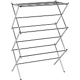 Amazon Basics Foldable Portable Laundry Drying Rack for Indoor Air Drying Clothing, 14.5 x 29.5 x 41.8 inches (LxWxH), Chrome