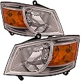 HEADLIGHTSDEPOT Headlight Set Compatible With 08-10 Dodge Grand Caravan Halogen Driver And Passenger Side