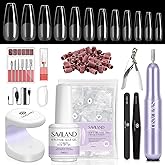 SAVILAND Gel X Nail Kit: All-in-1 Beginner Gel Nail Kit with Nail Drill 0.5Oz Nail Glue Gel 500PCS Long Coffin Nail Tips U V 