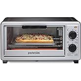 Proctor Silex 4 Slice Countertop Toaster Oven, Multi-Function with Bake, Toast and Broiler, 1100 Watts, 30 min timer and auto